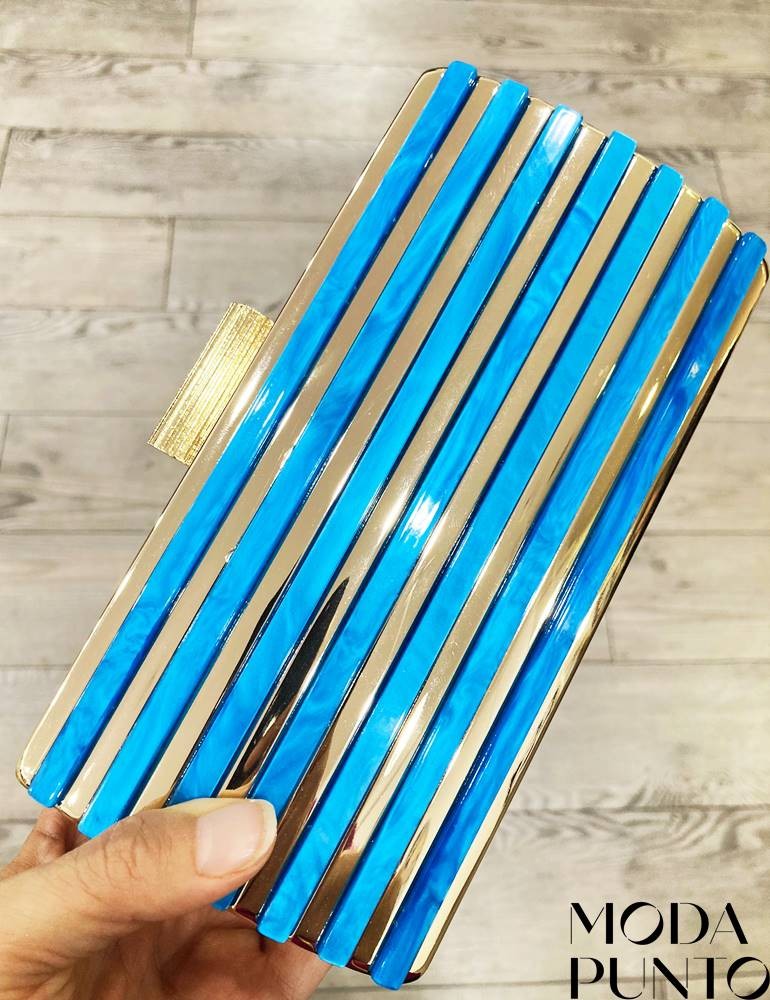 Clutch metálico azul