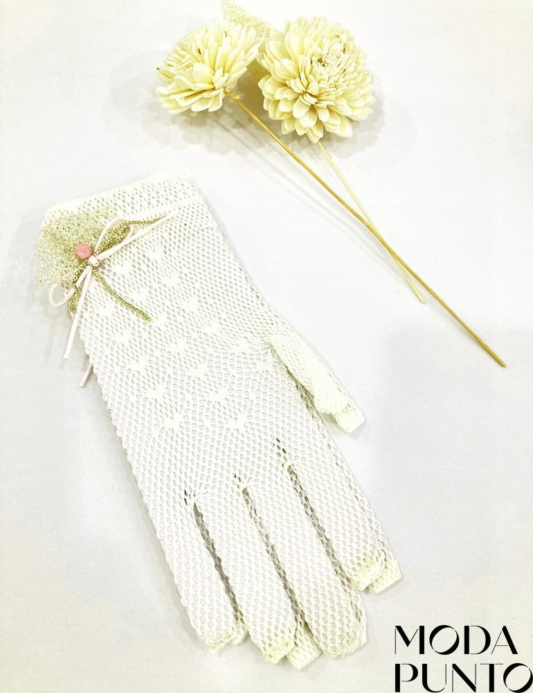 Guantes niña comunión beige 80011