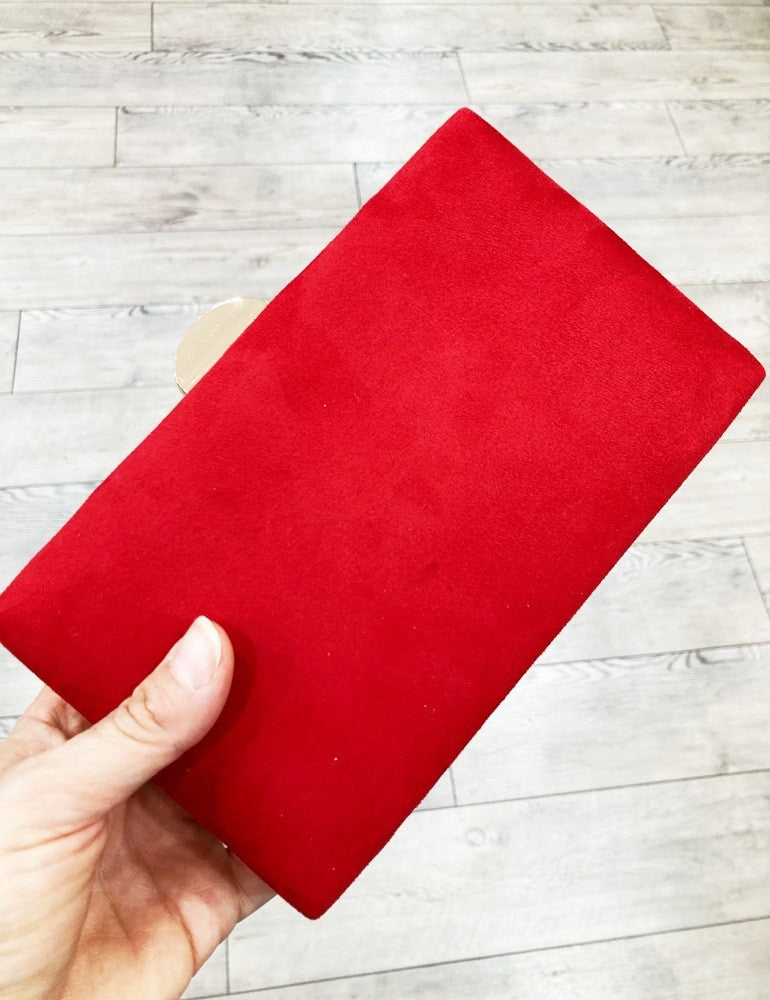 Clutch fiesta antelina rojo