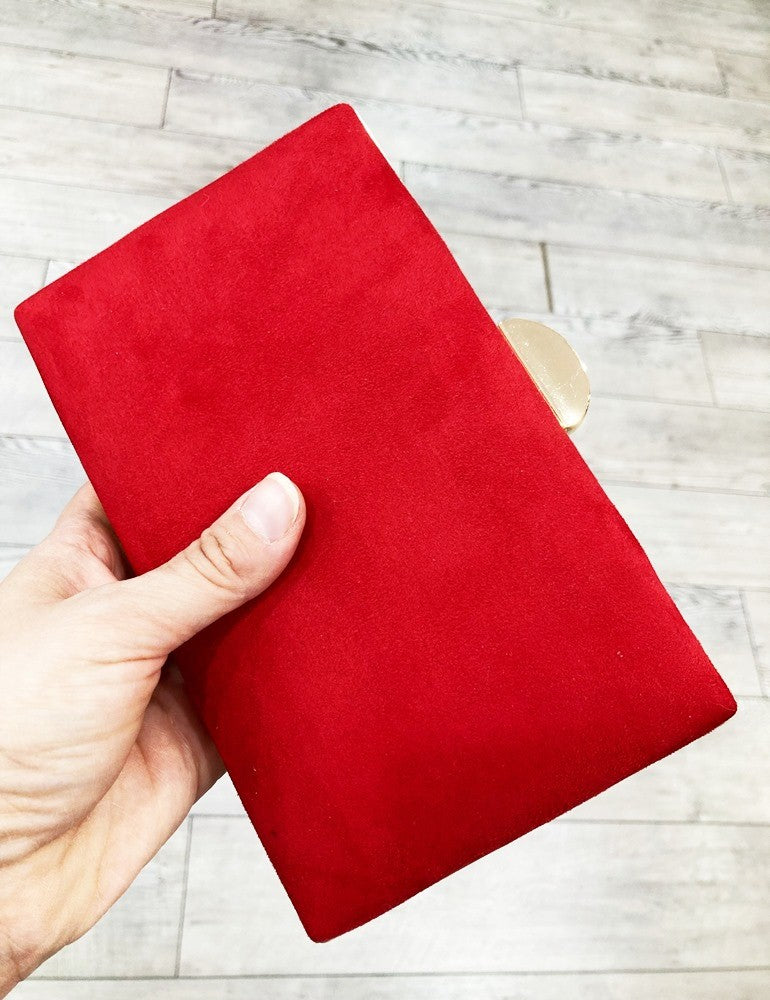 Clutch fiesta antelina rojo