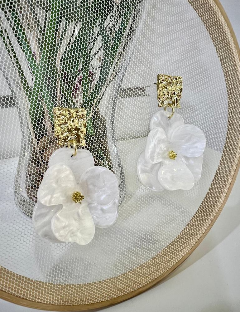 Pendiente resina blanco | Amapola