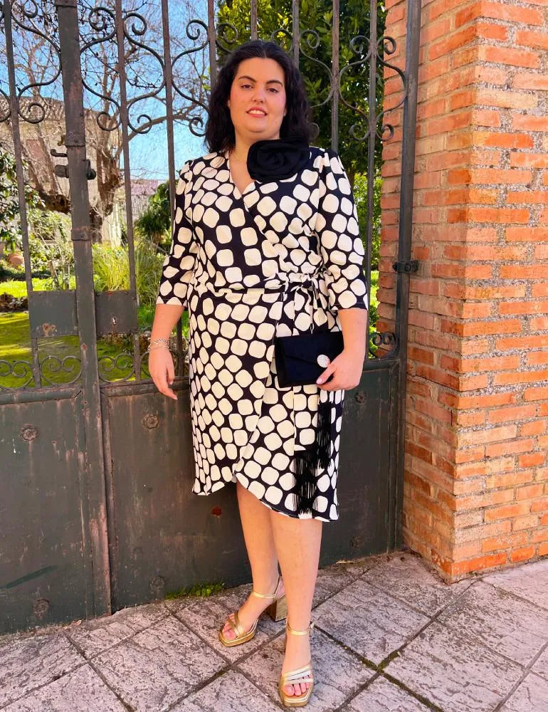 Vestido Midi Blanco/Negro | Ronda