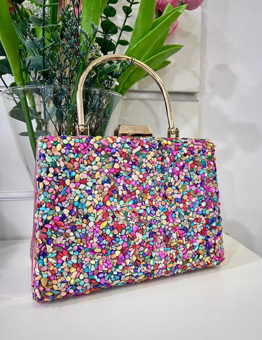 Bolso asa piedras buganvilla | Esperanza