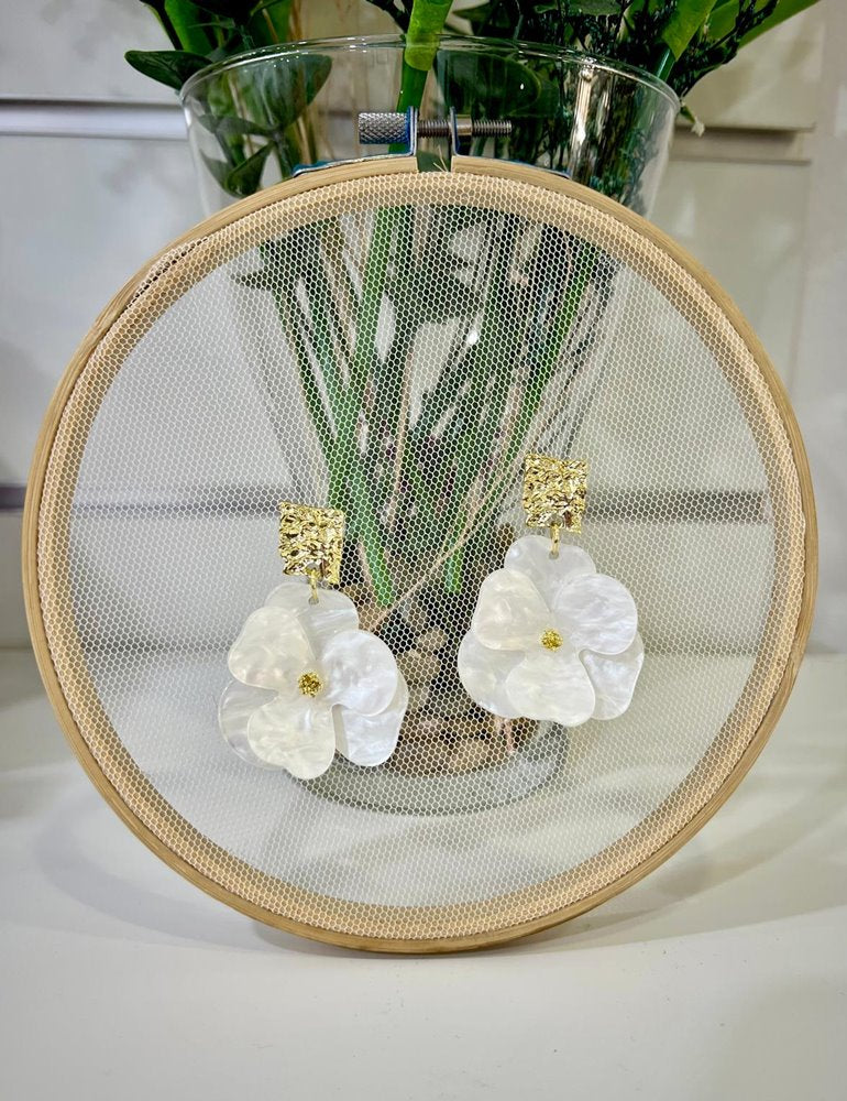 Pendiente resina blanco | Amapola