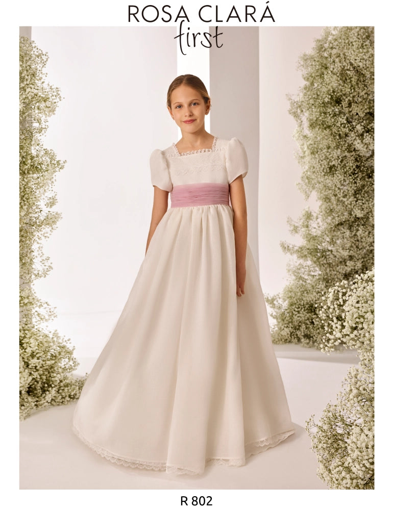 Vestido Comunión Rosa Clara R802
