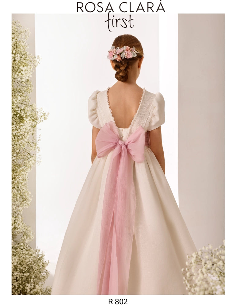 Vestido Comunión Rosa Clara R802