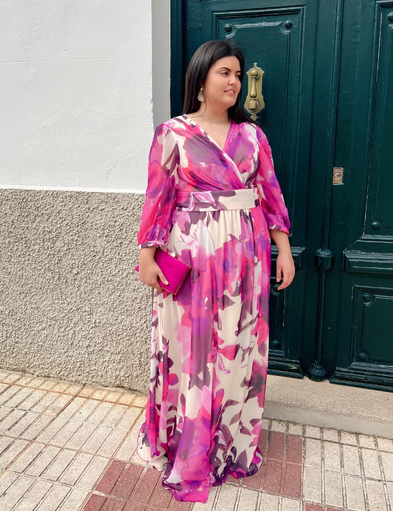 Vestido Largo Buganvilla | Carmesí