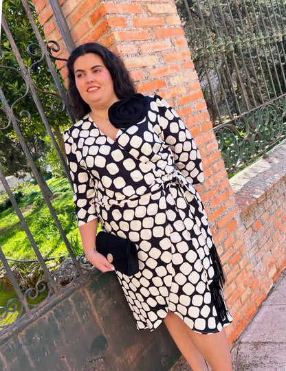 Vestido Midi Blanco/Negro | Ronda