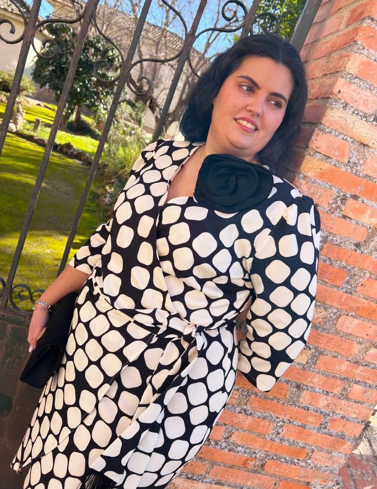 Vestido Midi Blanco/Negro | Ronda