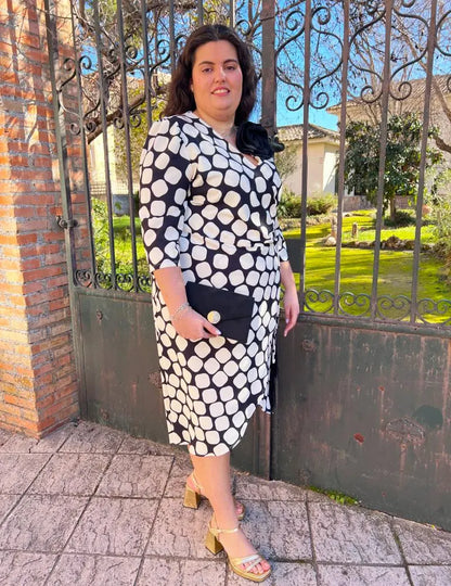 Vestido Midi Blanco/Negro | Ronda
