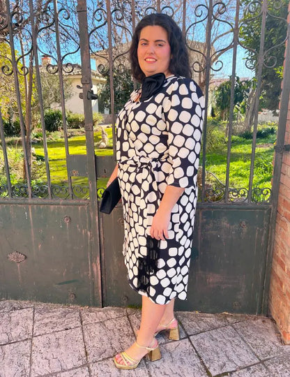 Vestido Midi Blanco/Negro | Ronda