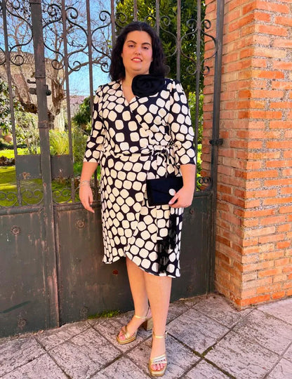 Vestido Midi Blanco/Negro | Ronda