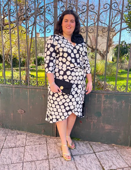 Vestido Midi Blanco/Negro | Ronda