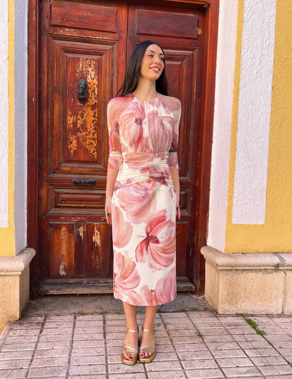 Vestido Midi Rosa | Gisela