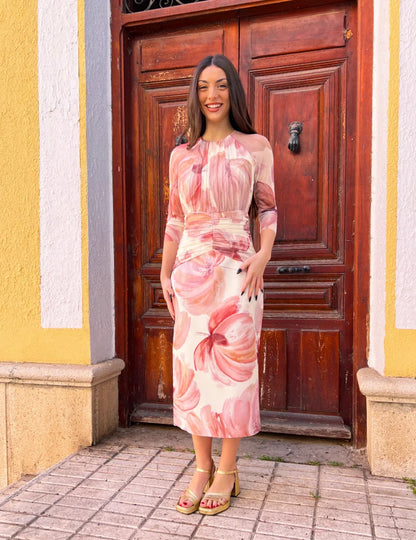 Vestido Midi Rosa | Gisela